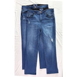 Lot of 2 Democracy AbSolution Straight Leg Jeans Womens 14 Distressed Comfort